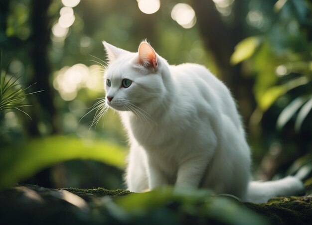 Um gato branco.