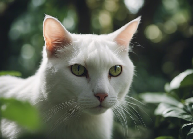 Um gato branco.