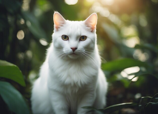 Um gato branco.