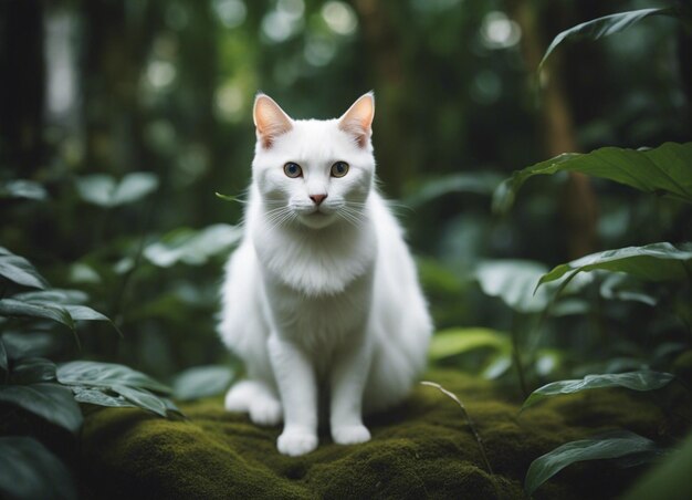 Foto um gato branco.