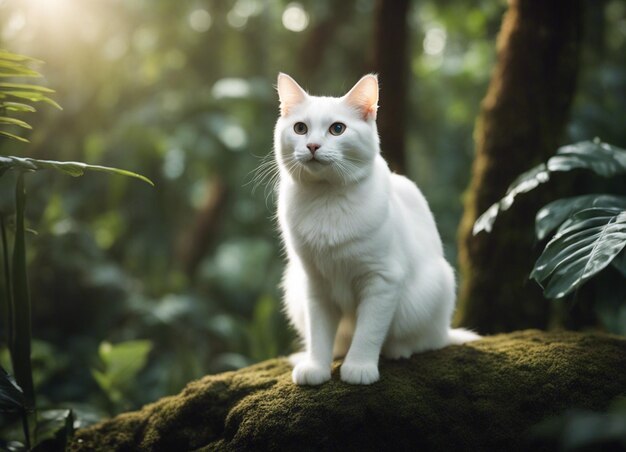 Foto um gato branco.