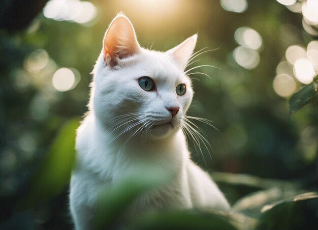 Um gato branco.