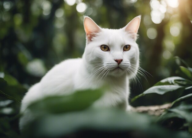 Foto um gato branco.