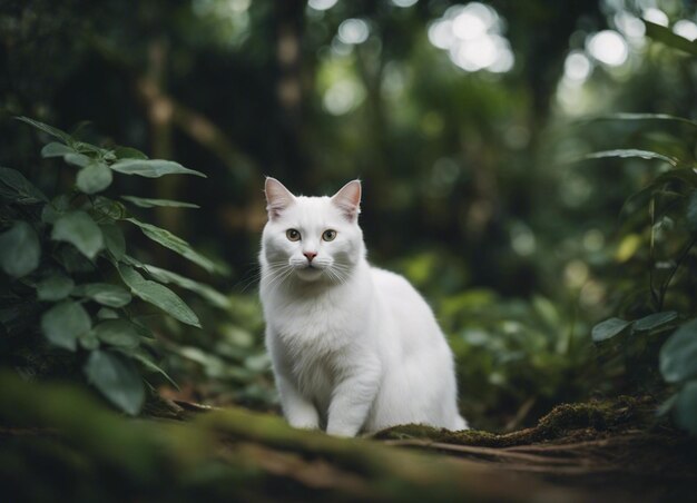 Um gato branco.