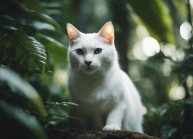 Um gato branco.