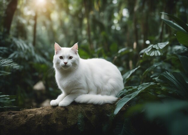 Foto um gato branco.
