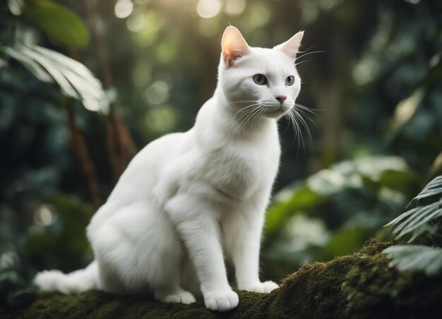 Um gato branco.