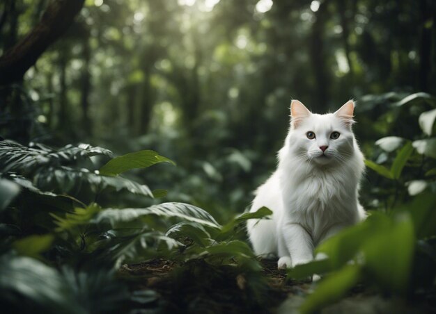 Foto um gato branco.