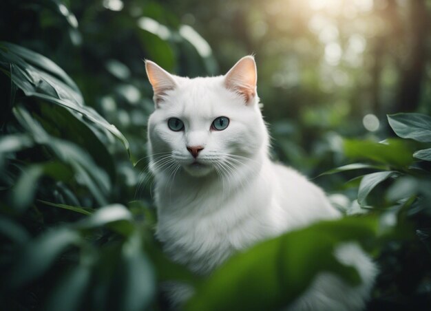 Um gato branco.