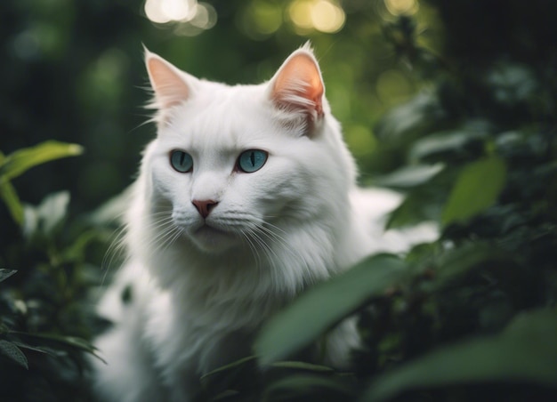 Um gato branco.
