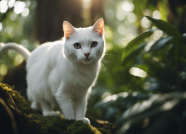 Um gato branco.