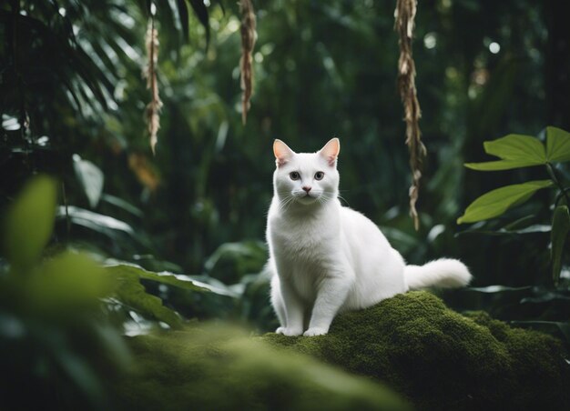 Um gato branco.