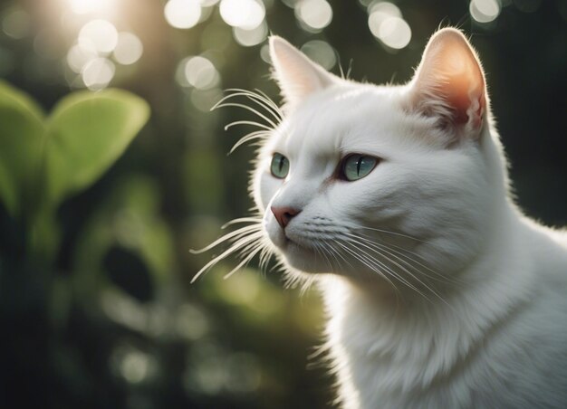 Um gato branco.