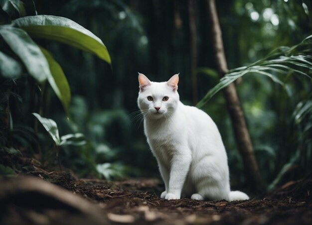 Um gato branco.