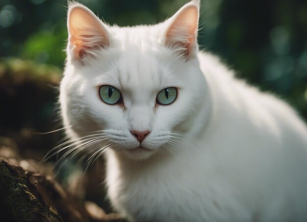 Um gato branco.