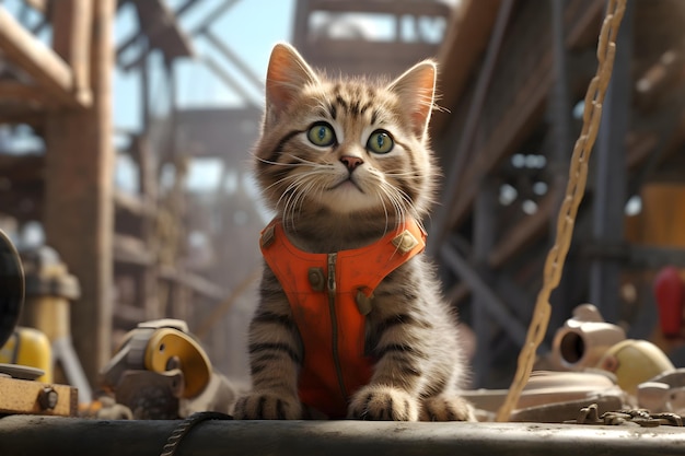 Um gato chamado gato está em um barco em uma cena do filme gatos.