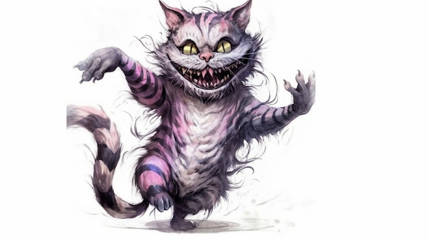 Um gato cheshire está fugindo da câmera.