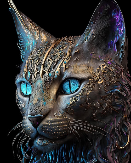 Um gato com olhos azuis e olhos dourados