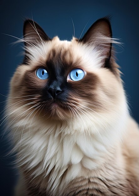Foto um gato com olhos azuis e um olho azul