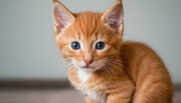 um gato com olhos azuis olhando para a câmera