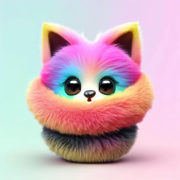 Um gato com pelo rosa e um olho roxo.