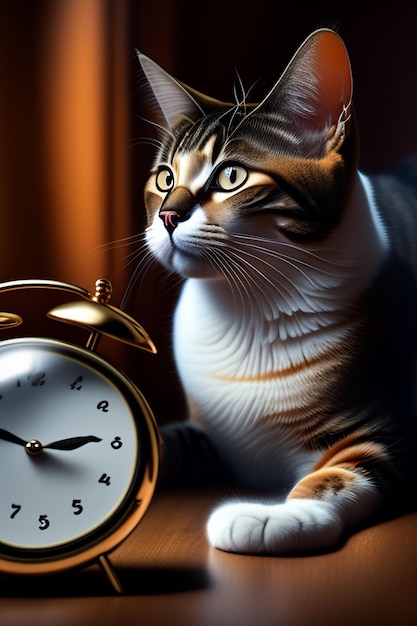 um gato com relógio fazendo hipnose