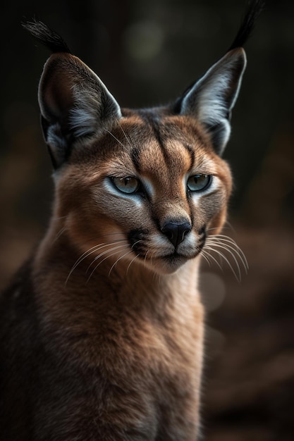 Um gato com um fundo escuro e um fundo escuro.