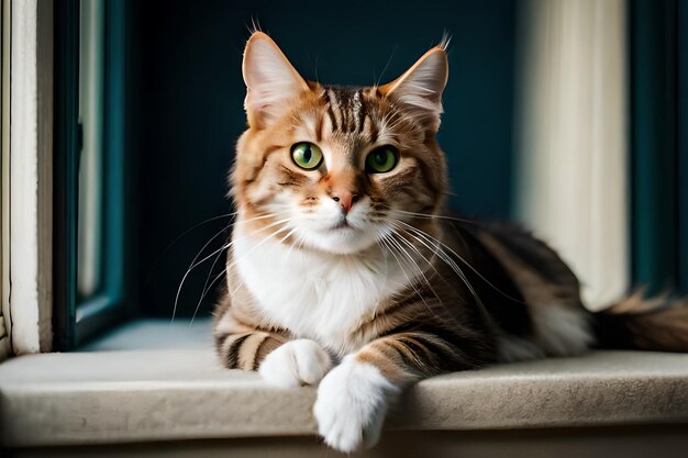 Um gato com um olho verde