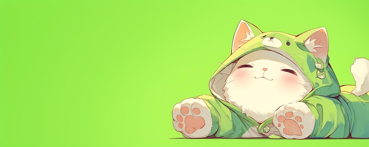 Foto um gato de desenho animado com fundo verde com fundo verde