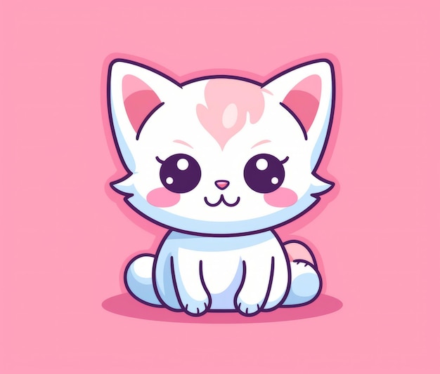 Um gato de desenho animado com um fundo rosa.