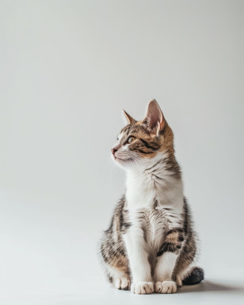 Foto um gato de minsk exala elegância enquanto senta-se graciosamente em um chão branco