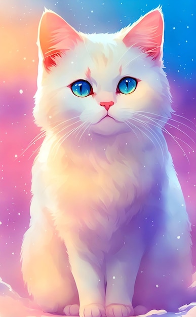 Um gato de olhos azuis