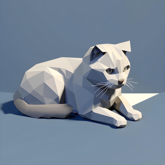 Um gato de papel com estilo low poly