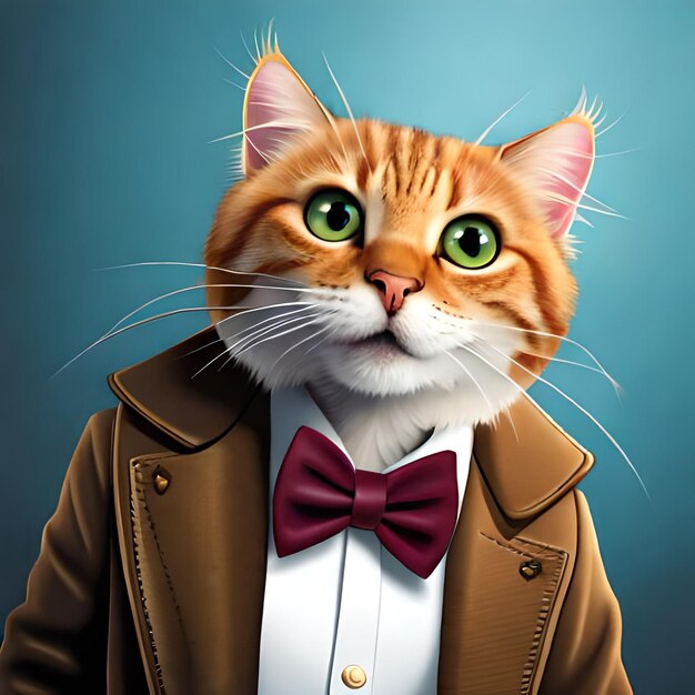 Baixe Gato de Desenho Animado Elegante em Terno e Gravata Borboleta PNG -  Creative Fabrica