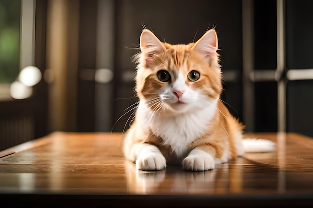 Um gato deitado em uma mesa com um papel sobre ele