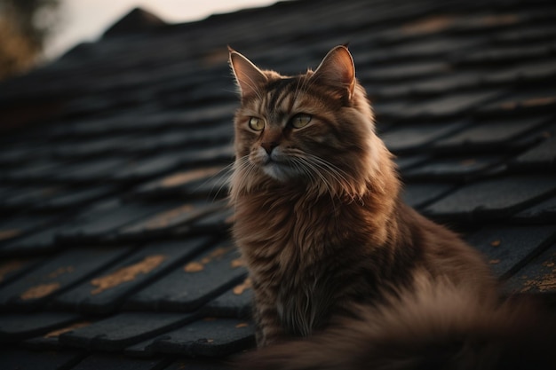 Um gato está olhando para a câmera