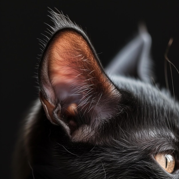 um gato preto com um nariz branco e olhos castanhos generativo ai