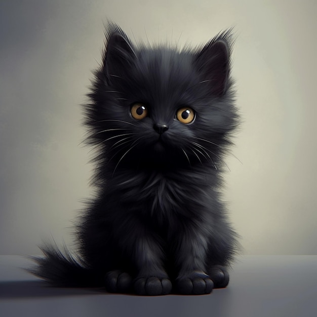 Um gato preto que parece bonito.