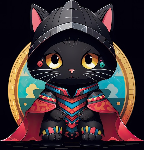 Um gato preto usando um capacete e imagem de capa generativa ai