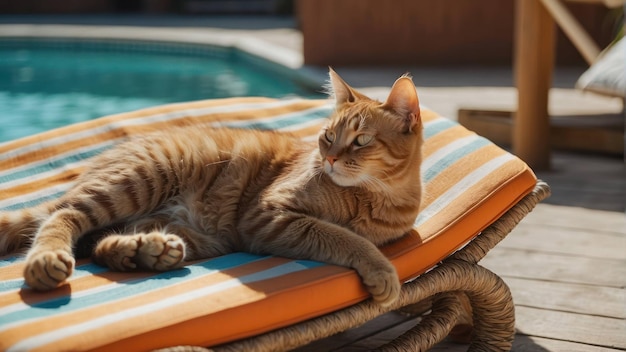 Um gato relaxado a descansar ao sol.