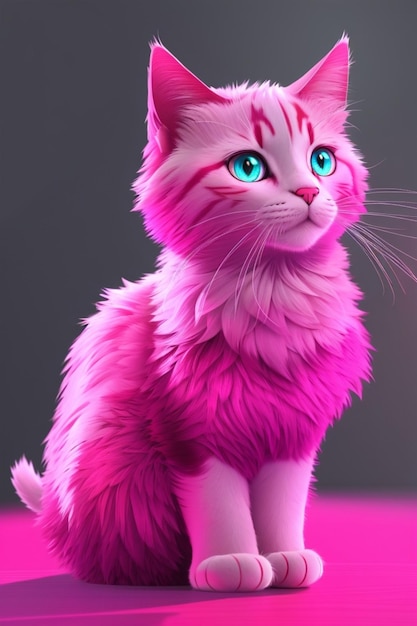 Um gato rosa com um fundo rosa