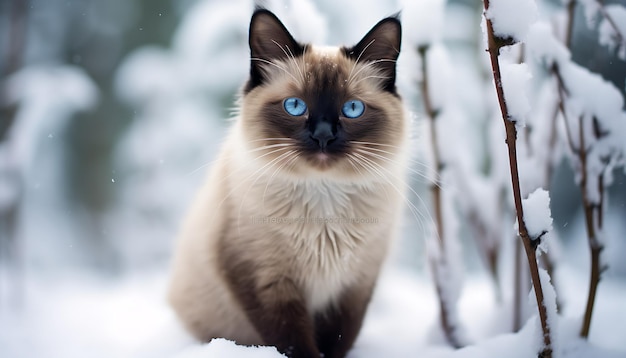 um gato sentado em um chão nevado ai generativo