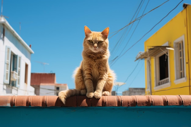 um gato sentado no telhado