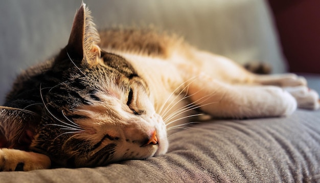 Um gato sonolento e lindo.