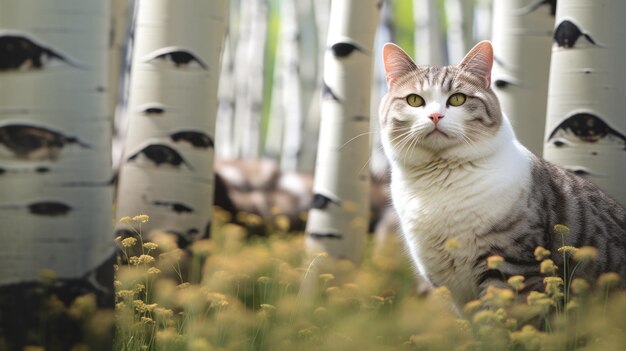 Foto um gato tabby caprichoso em uma natureza selvagem inspirada em terragen