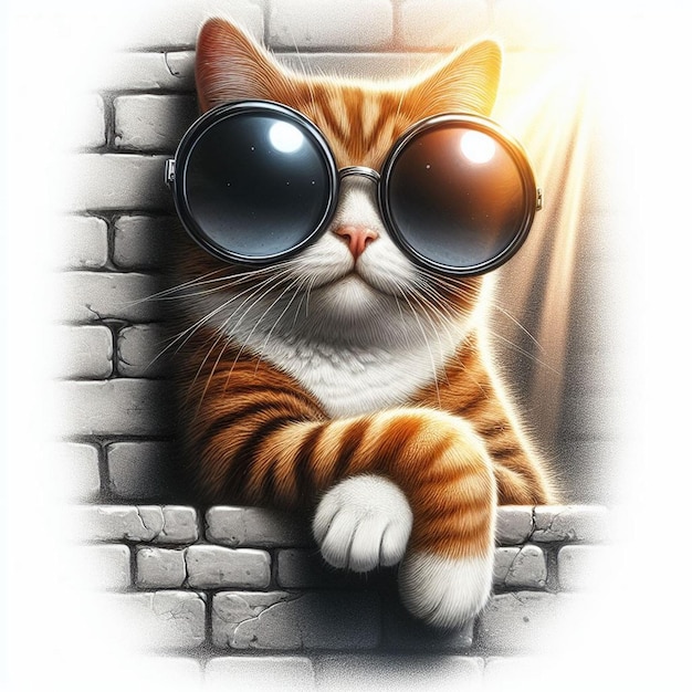 Um gato usando óculos de sol