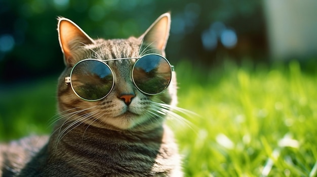 um gato usando óculos escuros que diz "o nome"