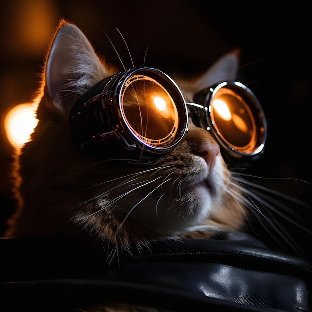 um gato usando óculos que diz "óculos".
