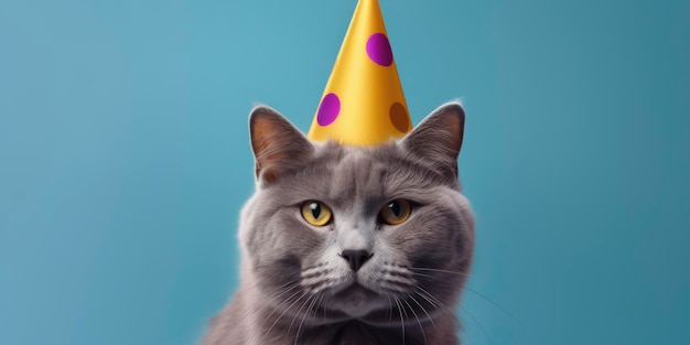 Um gato usando um chapéu de festa