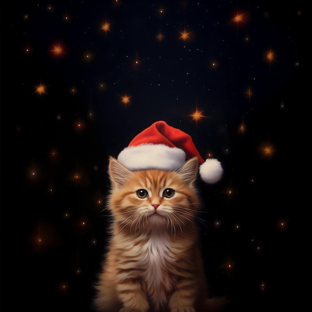 Foto um gato veste um fato de papai noel .